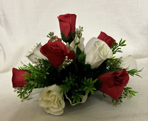 guest table Arrangement decoration red & ivory roses Artificial Wedding Flowers - Picture 3 of 24