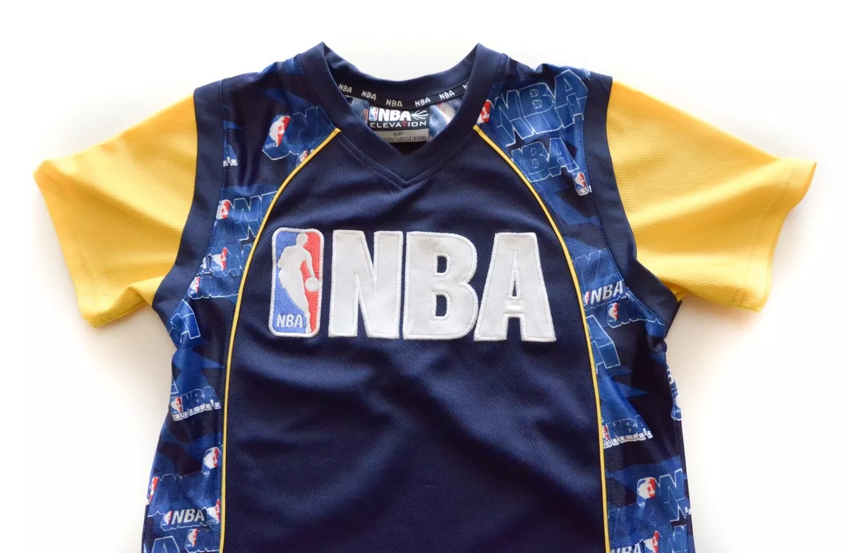 NBA Jersey Short Sleeve Blue Yellow Embroidered Logo Kids Children