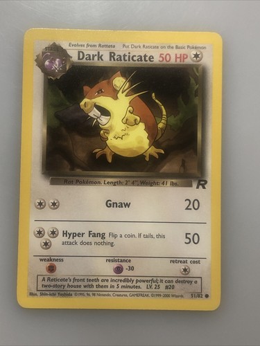 1st Edition Dark Raticate 51/82 - Team Rocket - Pokemon Card - Near Mint (NM) - Picture 2 of 6