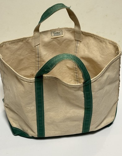 L.L. Fève vintage Freeport Maine vert toile cuir sac de voyage 15x10