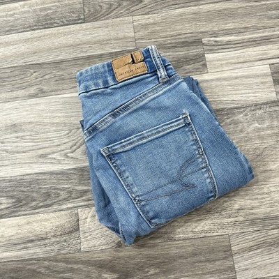 American Eagle Curvy Hi-Rise Jegging Jeans Size 2 Short Distressed Stretch 26x26