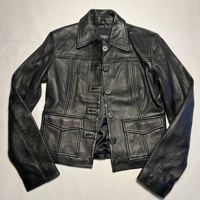 Mossimo Y2K Womens Extra Small Genuine Leather Jacket Black Vintage