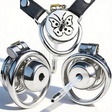 FRRK Inverted Sissies Men Lock Cage Detachable CBT Chastity Bondage Belt Device