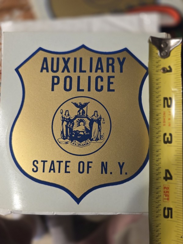  New York State Auxiliary Police Gold Window Decal 5 Inch