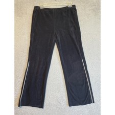 Adidas Fleece Lounge Pants Womens Small Black Side Stripe Comfy Warm Activewear