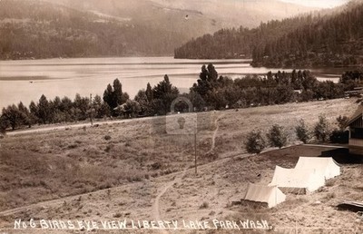 Liberty Lake Park Tent Camp Spokane Co Washington 1910s RPPC Photo Postcard COPY