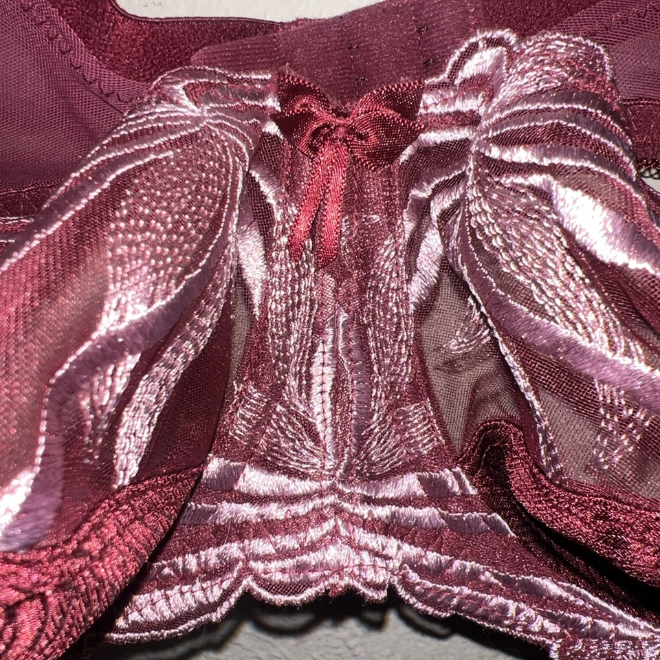 Sujetador FANTASÍA LIRIO BALCONETTE 6110 ROJO ARÁNDANO 38F Bordado Sin Forro Sexy Foto 2 de 4