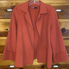 Vintage Carole Little Wool Open Blazer Cardigan Orange Red Grannycore Med Mature