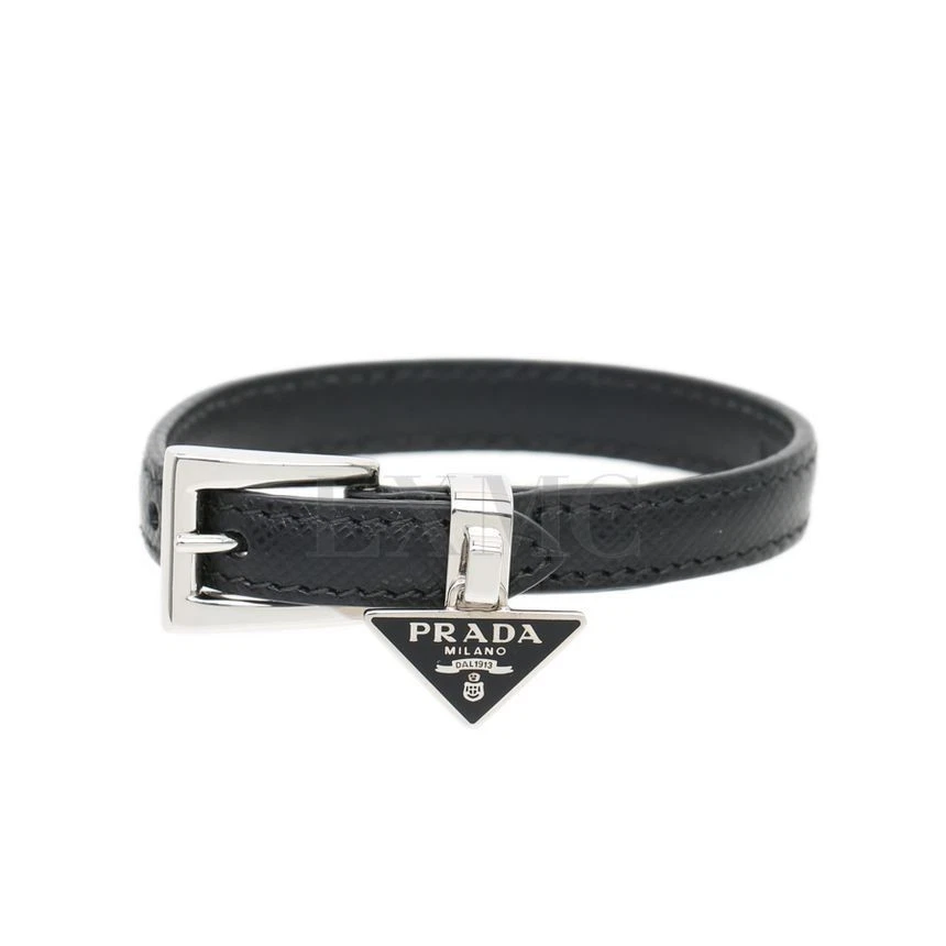 Bracciale Prada Saffiano Pelle Triangolo Logo Nero 1IB351 139181311