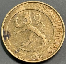 1994 Finland Finnish 1 Markka Coin