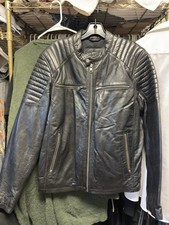 Black Rivet Men's Black Leather Biker Jacket Zipper Accents Size M