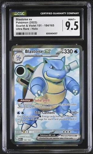 Blastoise EX CGC 9.5 🔥Full Art 🔥Scarlet &Violet 151 ❤️ 184/165 Ultra Rare
