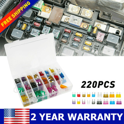 220Pcs Car Assorted Auto Fuse Replacement regular fuses size blade ATO ATC ATM