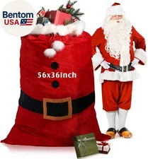 Extra Large Christmas Santa Velvet Gift Bag 56 X 36 Inch Jumbo Red Sack with Cor