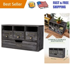 Vintage Rustic Apothecary Cabinet - 4 Drawer Wooden Desk Organizer for Home &...