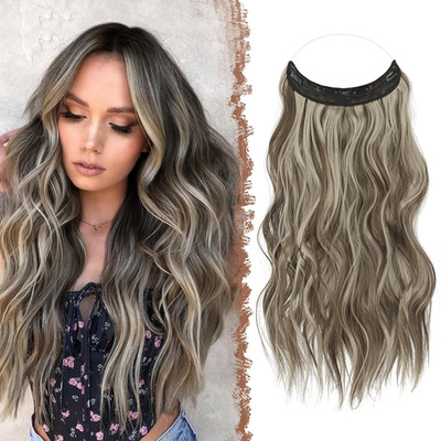 FESHFEN Secrets Hair Extensions Lange Gewellt Haarverlängerung Invisible Secret 