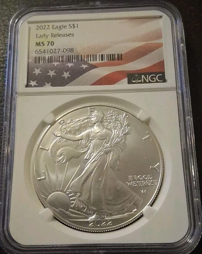 2022 NGC MS70 EARLY RELEASES AMERICAN EAGLE SILVER DOLLAR $1 MS-70 FLAG LABEL 