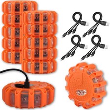 USB Rechargeable LED Road Flares 12-Pack Magnetic Emergency Safety Ligh