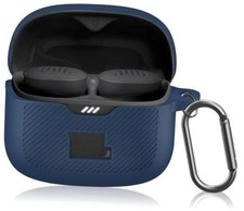 for JBL Tune Buds Case Cover, Soft Silicone Protective Earbuds Case Front Blue
