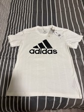 Women's Adidas NWT GL 0649 T-Shirt Tee Sz M Logo Graphic White Athleisure 30