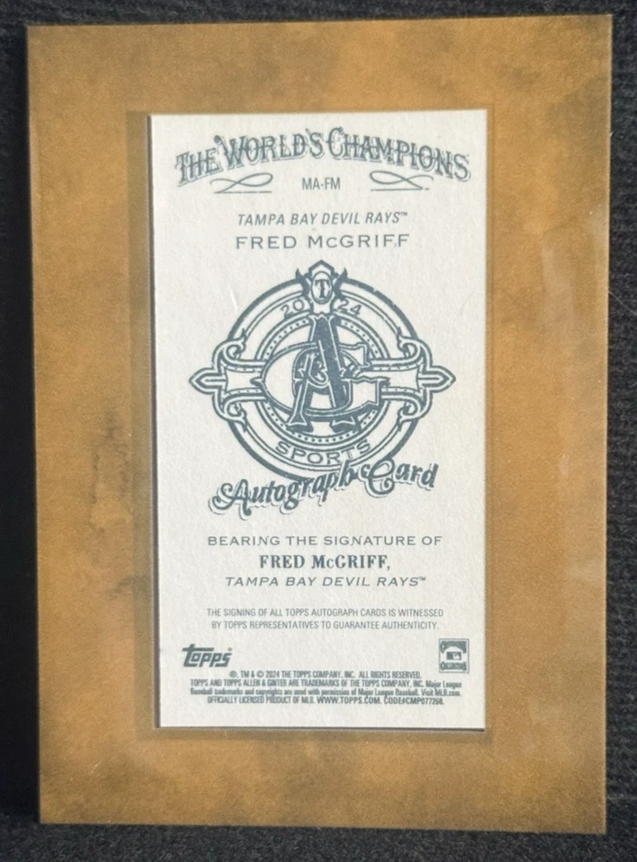 2024 TOPPS ALLEN & GINTER MINI FRAMED AUTOGRAPH #MA-FM FRED MCGRIFF AU HOF - Image 3 of 4