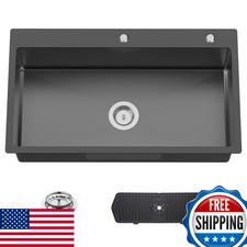 Koardink Black 33X19 In Drop In Kitchen Sink-Stainless Steel Topmount Modern