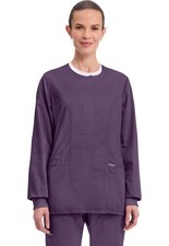 Cherokee Workwear Scrubs Snap Front Warm Up Jacket WW310 EGG Eggplant Free Ship