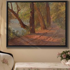 Vintage Oil Painting Canvas Print Wall Art Decor Landscape River Trees Artwork