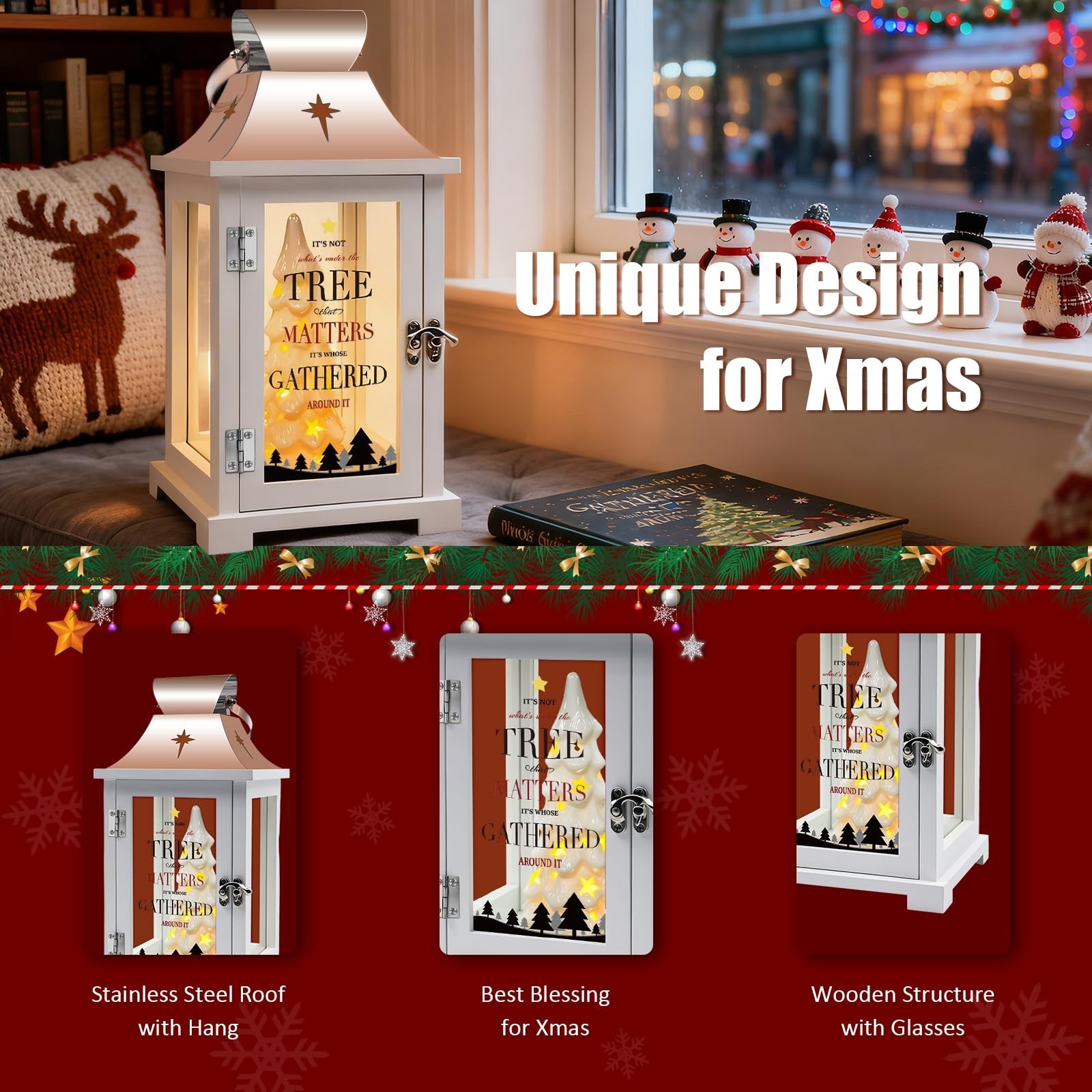 Ceramic Christmas Tree That Light up for Table Centerpieces, 15.1" Tall Lante...