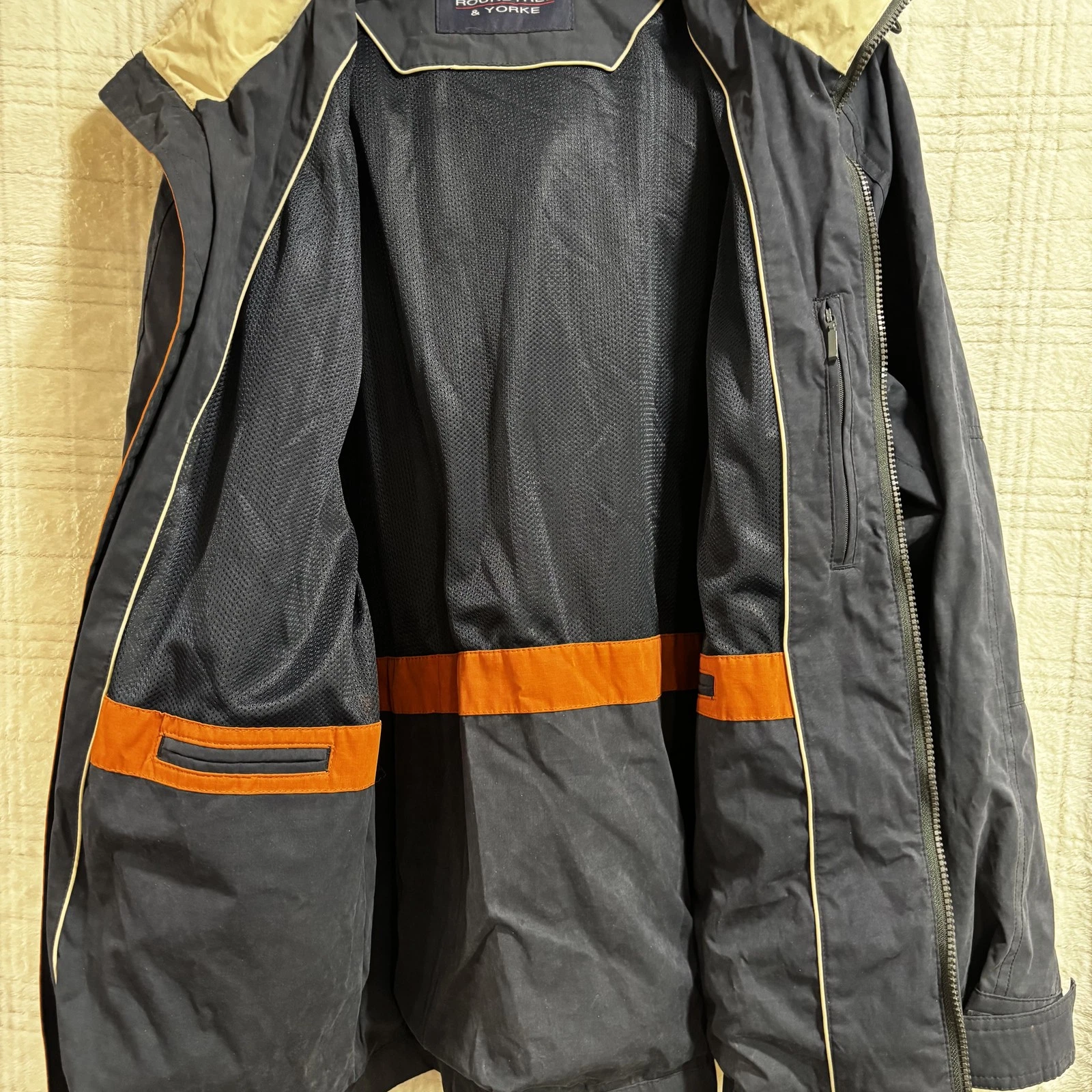 Roundtree & Yorke Mens Size L Navy Blue Hooded Full Zip Jacket image 5