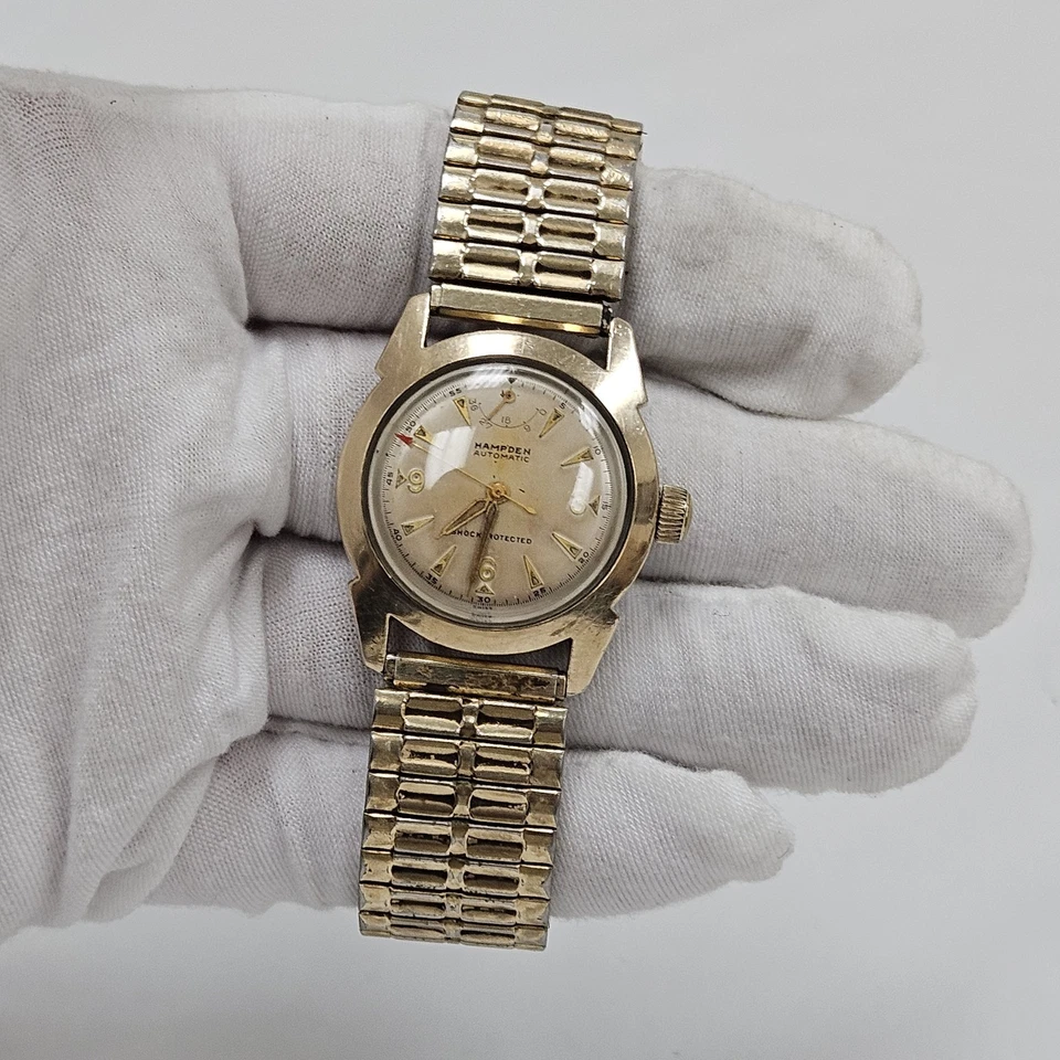 Reloj de pulsera vintage Hampden indicador automático de reserva de marcha para hombre raro como está Foto 2 de 4