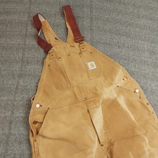 Vintage Carhartt Men's 40x30 28.5 Double Knee Overalls Brown 6FB 1985