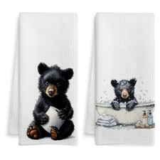 Cute Black Bear Bathroom Hand Towels, Bear Bathroom Decor, Bears Lover Gifts ...