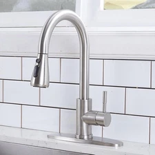 Kitchen Faucet Pull Down Sprayer Brushed Nickel RV Stainless Steel Sink