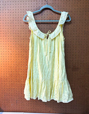 Urban Outfitters Yellow Floral Mini Dress Lace Tie Neck Lined Sleeveless M