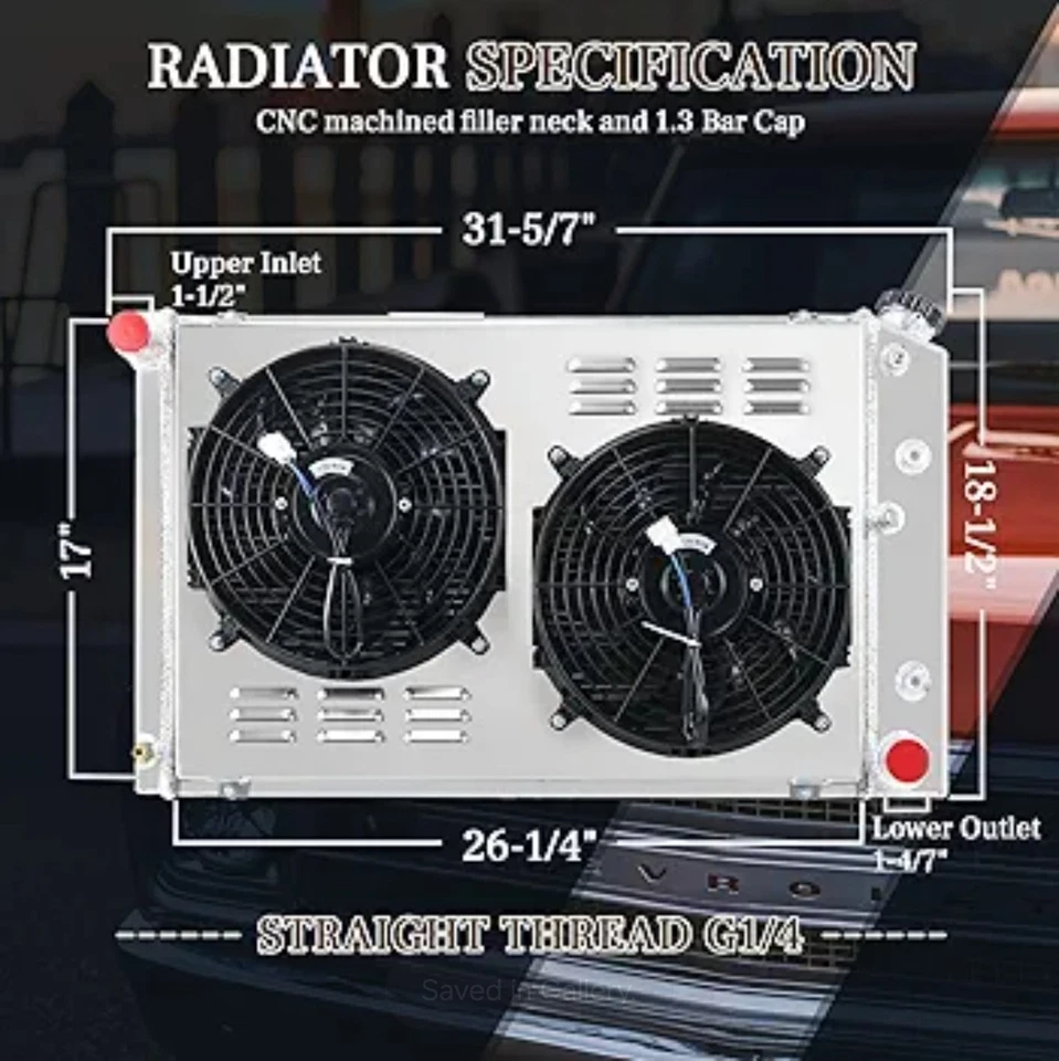 雪佛兰/GMC C/K/G 系列 C10 C20 C25 C30 C3500 K10 K20 Nova Camaro Blazer 散热器 — 第 3/4 张图片