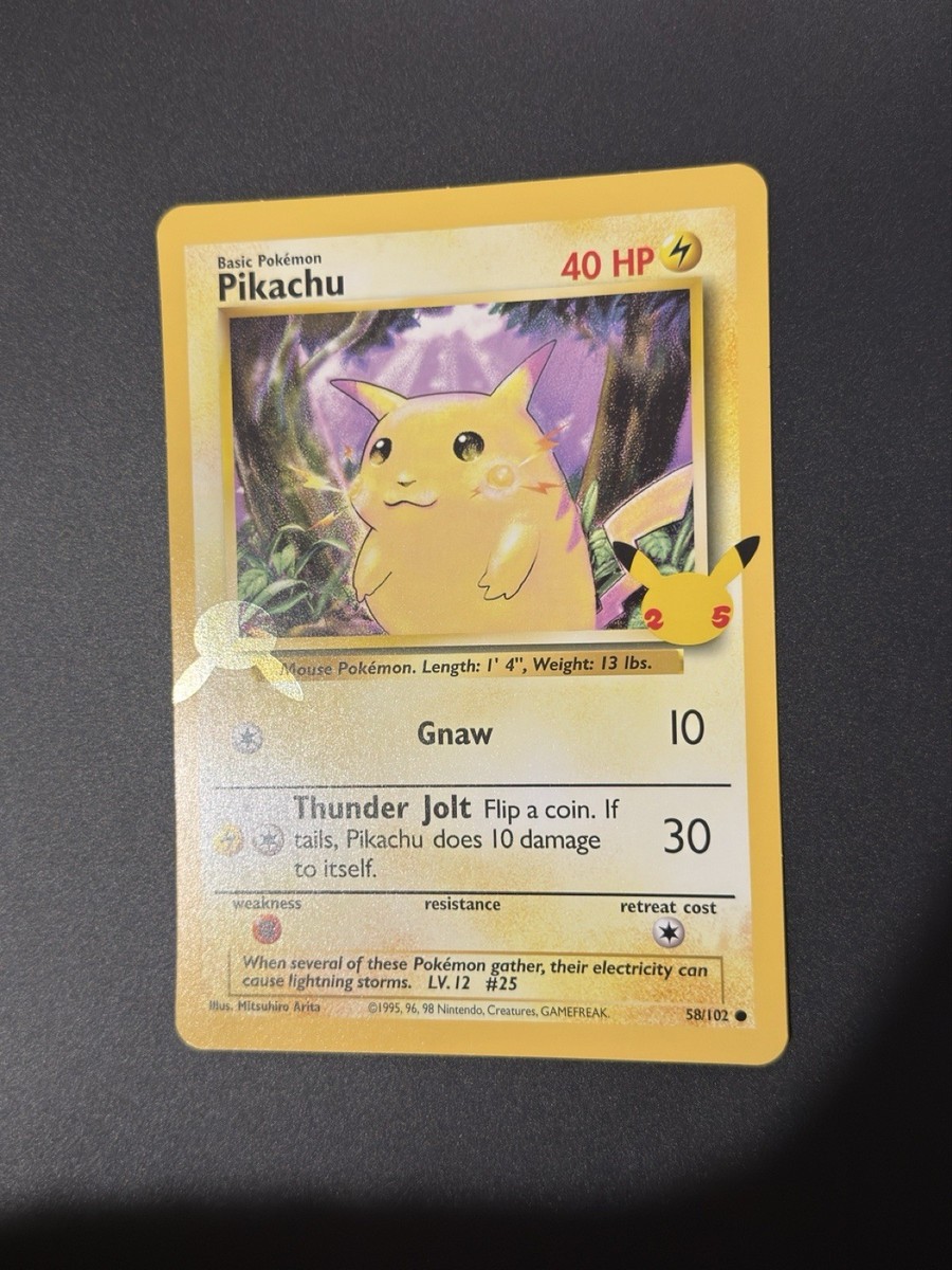 ERROR/MISPRINT STAMP Pikachu 58/102 JUMBO Celebrations Pokemon