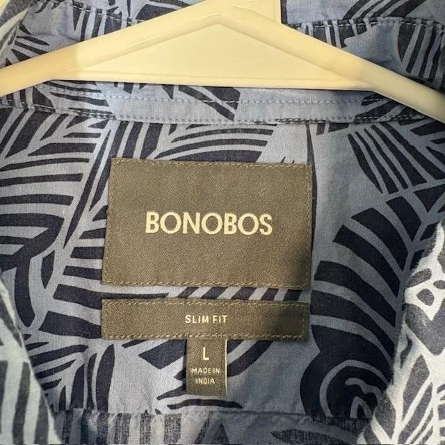 Bonobos Shirt Mens Large Blue Hawaiian Floral Button Down Slim Fit Long Sleeve - Image 3 of 4