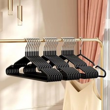 Non-Slip Clothes Hangers - 10pcs Durable Strong Hangers Set - Black