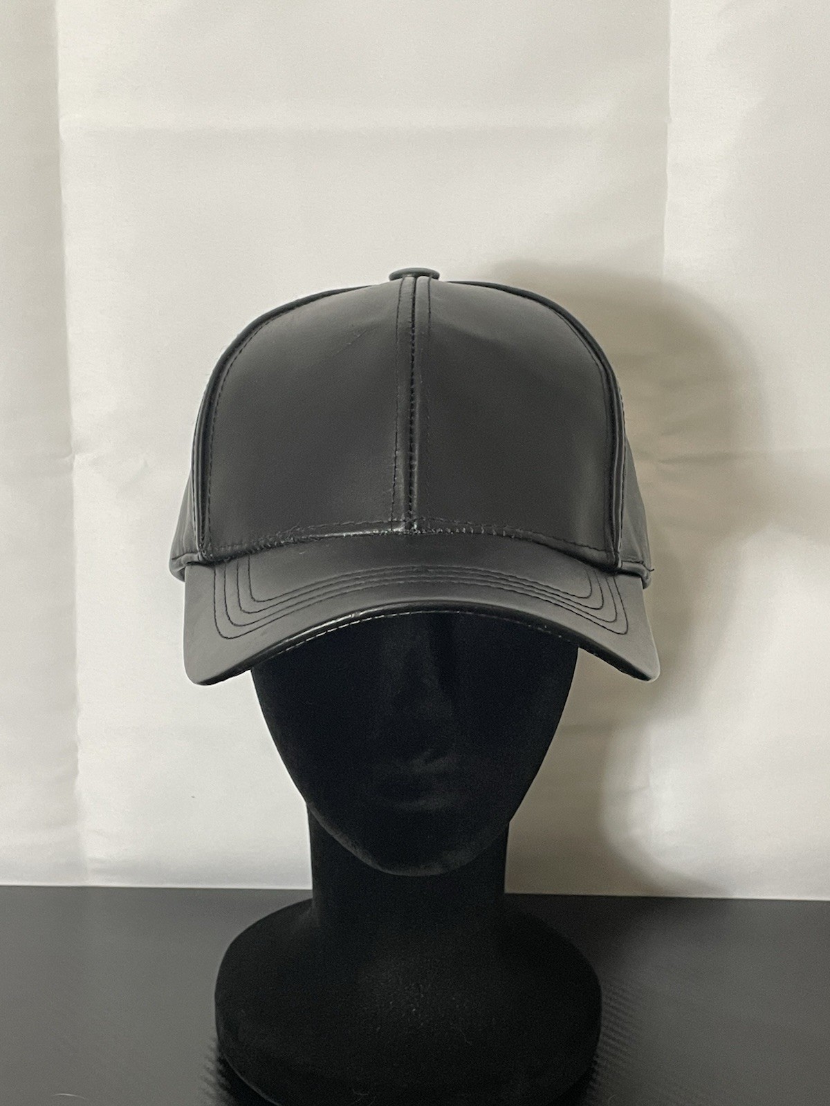 KBETHOS Genuine Leather Black Adjustable Men's Baseball Cap