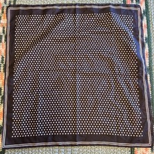 Vintage Black White Polka-dot Scarf 26 x 26" Made in Italy Solid Edges