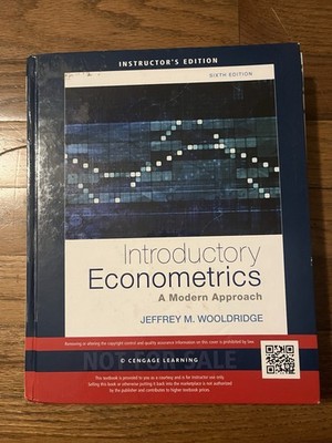 Introductory Econometrics 6th Instructor's Edition by Wooldridge. Cengage. Hard 