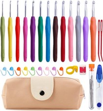Crochet Hooks Set Clover Amour Steel Pastel 38 Pcs Ergonomic Easy Grip Bright