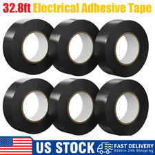 1 6Rolls High-Temp Resistant Black Rubber Electrical Tape for Home DIY, Repairs
