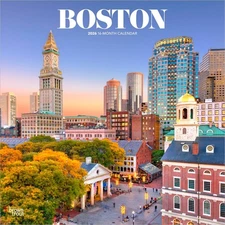 Boston | 2026 12x24" (Hanging) Monthly Square Wall Calendar | Plastic-Free