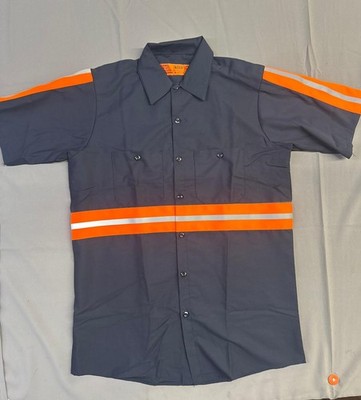 Red Kap Men's Short Sleeve Enhanced Visibility Industrial Work Shirt, Navy