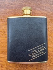 Vintage Johnnie Walker Black Label Gold-Plated Hip Flask 2½oz Promo