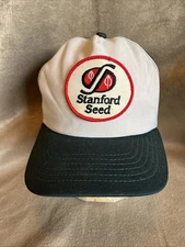 VTG 1980s Stanford Seed Trucker Hat USA Mesh Cap SnapBack NEW ERA Farm Great Hat