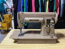 Máquina de coser Singer 301A cama corta bronceado/crema marrón moca usada sin probar