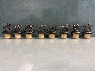 Blanton s Bourbon Whiskey Cork Bottle Stopper Race Horse & Jockey Full Set of 8